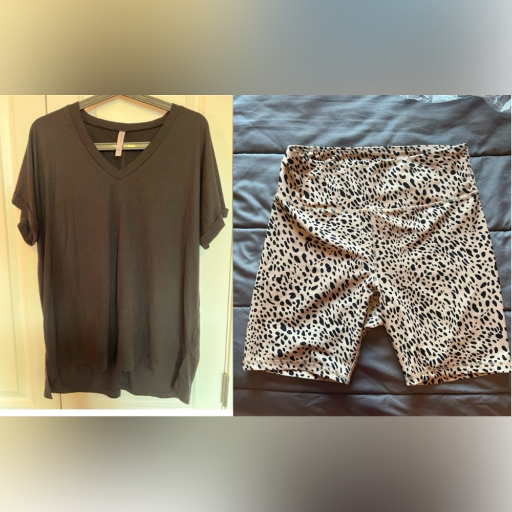 Embrace life v neck t short set size 1X